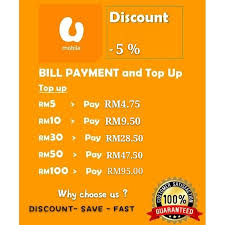 You can also pay your bill online. 5 Discount U Mobile Top Up Bill Payment Shopee Malaysia