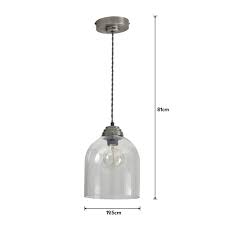 Pickup at store eligible (85) Wilko Large Glass Pewter Industrial Pendant Light Shade Wilko