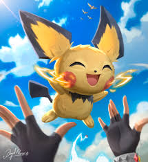Pichu is able to evolve into pikachu by using 25. Artstation Pichu S First Battle Angel Moonlight