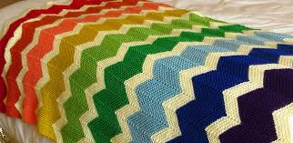 Crochet lends itself well to wavy, rippled patterns; Ravelry Garter Chevron Blanket Pattern By Catherine Anderson