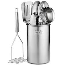 This utensil holder is designed for the top mount combination drop in sink, also by dawn sinks. Stainless Steel Kitchen Utensil Set 10 Piece Premium Non Stick Heat Resistant Kitchen Gadgets With Utensil Holder Overstock 30416426