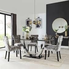 4.7 out of 5 stars. Peake Black Marble And Chrome Dining Table With 6 Kensington Silver Velvet Chairs Black Leg Furniture And Choice