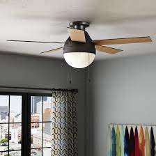 Mute motor creating a comfortable living environment for you and your family and improving the quality of sleep. Hunter Fan 46 Anslee 5 Blade Flush Mount Ceiling Fan With Pull Chain And Light Kit Included Reviews Wayfair