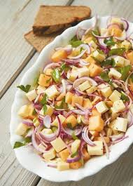 Kase Melonen Salat Rezept Salat Mit Melone Salat Rezepte Und Salat