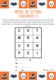 Jeu De Vocabulaire Jeu D Halloween 9 Puzzle De Lettres Sur Tete A Modeler