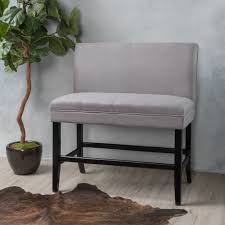Noble House Canton Light Grey Fabric Bar Height Dining Bench Walmart Com Walmart Com