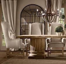 Belfort Wingback Upholstered Dining Chair Fabric Arm Side Chairs Rest Restoration Hardware Dining Room Dining Room Chairs Upholstered Casual Dining Rooms