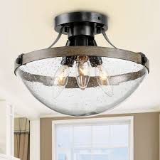 Maybe you would like to learn more about one of these? Farmhouse 3 Lights Flush Mount Lighting With Seeded Glass Shade W11 5 X H8 On Sale Overstock 30722684