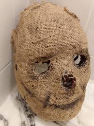 Original Burlap Horror Mask,paper Mache Mask,scary Mask,satan  Mask,antichrist Mask,scarecrow Mask,witch Mask,macabre Art,halloween Mask