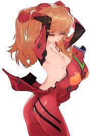 1girls adjusting hair asuka langley sohryu bodysuit breasts  closed eyes clothing edit female female focus female only grandialee long  hair neon genesis evangelion rebuild of evangelion red hair shikinami