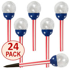 Led solar wall pack outdoor solar lights 4 pack,iclover solar wall lights 100 led outdoor motion sensor 270°wide angle 3 modes, wireless waterproof wall lamp for garden, patio, fence, yard. Solar Patriotic American Flag Design 3 15 Crackle Glass Path Lights For Outdoor Decoration Set Of 24 Solascape