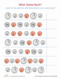 Coin Patterns 1 Worksheet Education Com In 2020 Pattern Worksheet Worksheets Teaching Money