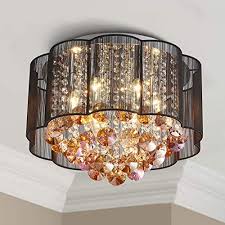 You'll receive email and feed alerts when new items arrive. Bestier Modern Crystal Raindrop Drum Chandelier Lighting Flush Mount Led Ceiling Light Fixture Lamp For Dining Room Bathroom Bedroom Livingroom 6 E12 Led Bulbs Required Diameter 16 Inch Height 12 Inch Buy