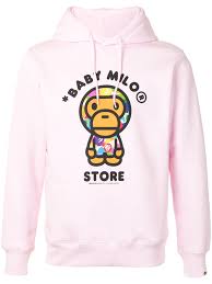Baby Milo Store By A Bathing Ape Logo Print Drawstring Hoodie In Pink Modesens