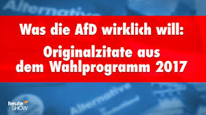 Spd, die linke, grüne, fdp und afd. Zdf Heute Show Was Die Afd Wirklich Will Zitate Aus Dem Wahlprogramm Facebook