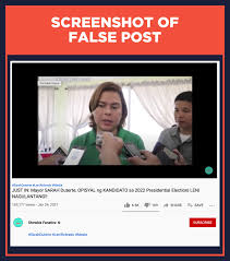 False Sara Duterte Declares Presidential Candidacy In January 2021