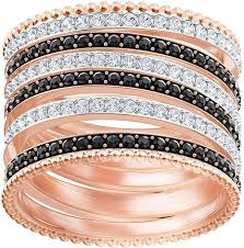 Black And Rose Gold Plates Swarovski Lollypop Ring Black Rose Gold Plating Swarovski Ring Swarovski Rose Gold Plates
