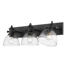 Addisyn 3 Light Dimmable Brushed Champagne Bronze Vanity Light Vanity Lighting Bathroom Vanity Lighting Seeded Glass