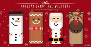It's nice to download pages of free art, print them up, and make the holiday cuter with just a little bit of paper and double stick tape. Candy Bar Wrapper Template The Happy Housewife Home Management