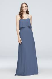 Flounced Crinkle Chiffon Sheath Bridesmaid Dress David S Bridal Halter Bridesmaid Dress Bridesmaid Dresses Boho Davids Bridal Bridesmaid Dresses