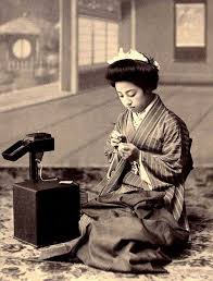 The Sewing Box A Geisha Of Old Japan Makes Repairs And Adjustments To Her Haori Outer Kimono Jacket Japanese Photography Japanese Outfits Japan Photograph
