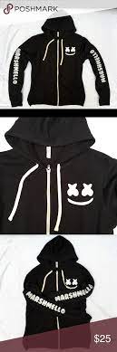 Mellogang Marshmello Black White Soft Zip Hoodie White Zipper Hoodie Hoodies Zip Hoodie
