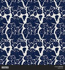 Seamless woodblock printed ethnic pattern vector floral geometric. Seamless Blue Vector Photo Free Trial Bigstock
