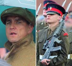 Vinnie Jones watches his son, junior soldier Aaron Ellison-Jones, during  his passing out parade in Harrogate. #2008.08.14. #vinniejones