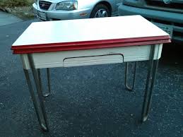 Vintage Chrome Frame Porcelain Enamel Top Kitchen Table W Drawer 2 Leaves Vintage Kitchen Table Top Kitchen Table Antique Table