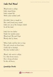 Sadie And Maud Poem By Gwendolyn Brooks