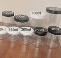 PLASTIC STORAGE JARS SCREW TOP LIDS PET JAR SPICES FOOD CONTAINERS CLEAR  POTS | eBay