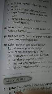 Kelompokkan Campuran Berikut Ke Dalam Campuran Homogen Atau Campuran Heterogen Jika Mencampurkan Brainly Co Id