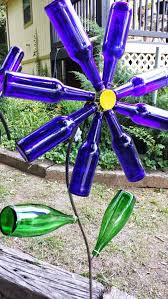Upcycled Recycled Repurposed Glass Bottle Garden Art Flower Http Calgary Isgreen Ca Glass Garden Art Upcycle Glass Bottle Garden