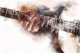The music man sterling 5 is an impressive professional bass guitar that many bass enthusiasts. Abstract Beautiful Man Playing Guitar In The Foreground On Watercolor Stock Photo Picture And Royalty Free Image Image 104552843