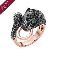 Helzberg Limited Edition Effy 2 1 4 Ct Tw Black White Diamond Emerald Panther Ring In 14k Rose Gold Panther Ring Helzberg Helzberg Diamonds