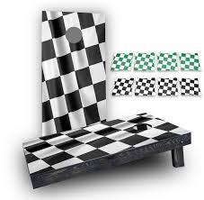 Black and white mpn : Custom Cornhole Boards Nascar Racing Checkered Flag Custom 10 Piece Cornhole Board Set Wayfair
