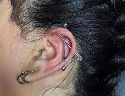 Double Industrial Piercing Industrial Piercing Small Silver Hoop Earrings Silver Ear Cuff