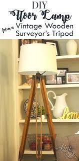 Diy wood surveyor's tripod floor lamp: Vintage Surveyor Wood Tripod Floor Lamp The Kim Six Fix