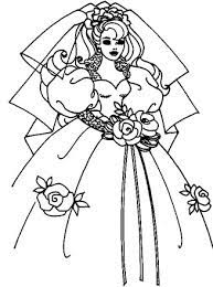 Free printable coloring pages » barbie » barbie in a wedding dress and with a bridal bouquet of flowers. Barbie Coloring Page Barbie Wedding All Kids Network