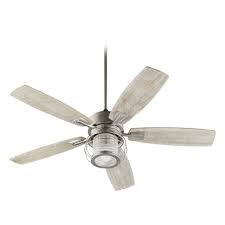 Ships within 20 business days: Seeded Glass Ceiling Fan With Light Satin Nickel Quorum Lighting 3525 65 Destination Lighting