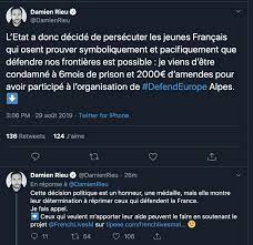 Replying to @les_repliques @karimvtcparis and 2 others. Women Who Do Stuff Pa Twitter L Identitaire Damien Rieu Vient D Etre Condamne Pour L Action Raciste Que Lui Et Ses Sbires Ont Mene Contre Les Exile E S Dans Les Alpes Il Demande Du Soutien