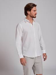 White Linen Shirt Long Sleeve Slim Fit – Mr Blue