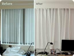 Rental Apartment Window Curtain Makeover D I Y Apartment Decor Apartment Curtains Vertical Blinds Makeover