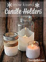 How To Make Easy Decorative Snow Candles Plus Diy Mason Jar Snow Kissed Candle Holders Funcraftswithmom Mom Spotted Mason Jar Candles Christmas Mason Jars Mason Jar Diy