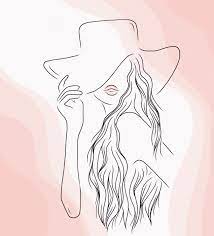 Line Art Drawing Woman Hat Line Art Drawings Line Art Drawing Woman