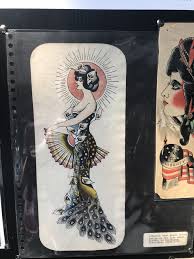 Amund Dietzel Peacock Geisha Traditional Tattoo Flash Old School Tattoo Designs Tattoo Posters