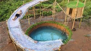 Dig To Build Most Water Slide House Around Swimming Pool Underground Youtube