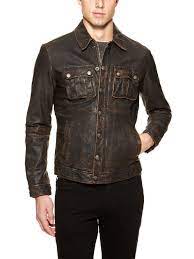 Burnished Leather Jacket By Armani Jeans At Gilt Jackets Leather Jacket Armani Jeans