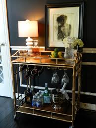Black And Gold Bar Cart Black Walls With White Details Gold Bar Cart Bars For Home Bar Cart Decor Gold Bar Cart