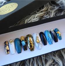 Press On Nails Blue White Gold Black Nails Egyptian Nail Design Marble Nail Art Long Coffin Nails Nails Nail Egyptian Nails Fancy Nails Nail Designs White gold marble & granite, cairo, egypt.